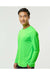 Paragon 210 Mens Islander Performance Long Sleeve Crewneck T-Shirt Neon Lime Green Model Side