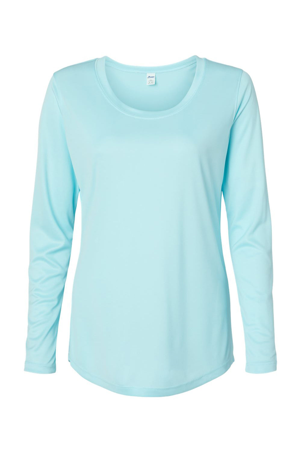Paragon 214 Womens Islander Performance Long Sleeve Scoop Neck T-Shirt Aqua Blue Flat Front