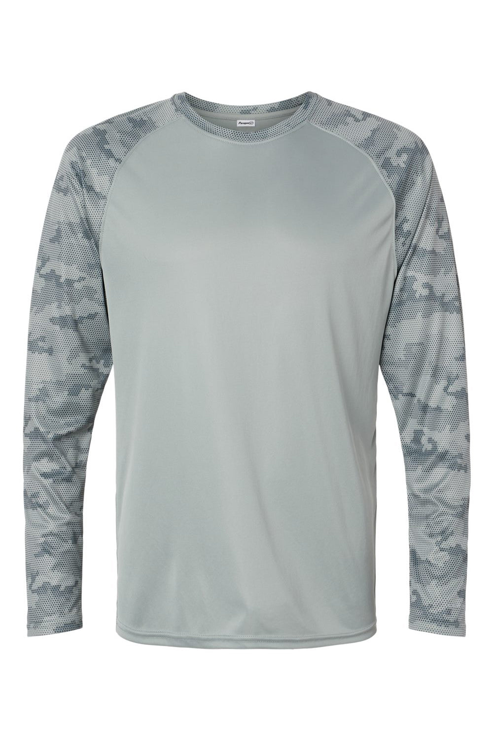 Paragon 216 Mens Cayman Performance Moisture Wicking Camo Colorblock Long Sleeve Crewneck T-Shirt Medium Grey Flat Front