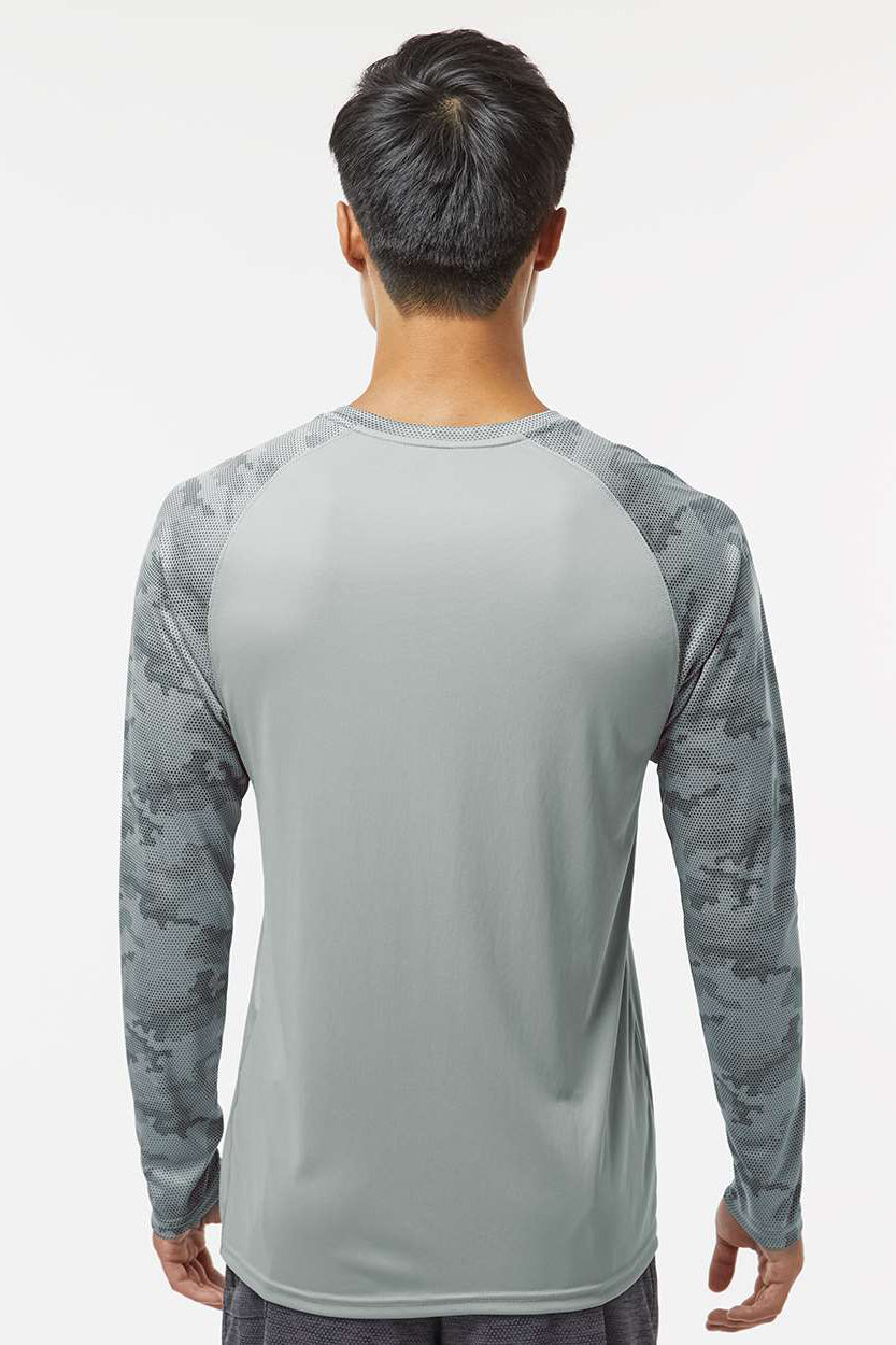 Paragon 216 Mens Cayman Performance Moisture Wicking Camo Colorblock Long Sleeve Crewneck T-Shirt Medium Grey Model Back