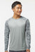 Paragon 216 Mens Cayman Performance Moisture Wicking Camo Colorblock Long Sleeve Crewneck T-Shirt Medium Grey Model Front