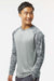Paragon 216 Mens Cayman Performance Moisture Wicking Camo Colorblock Long Sleeve Crewneck T-Shirt Medium Grey Model Side