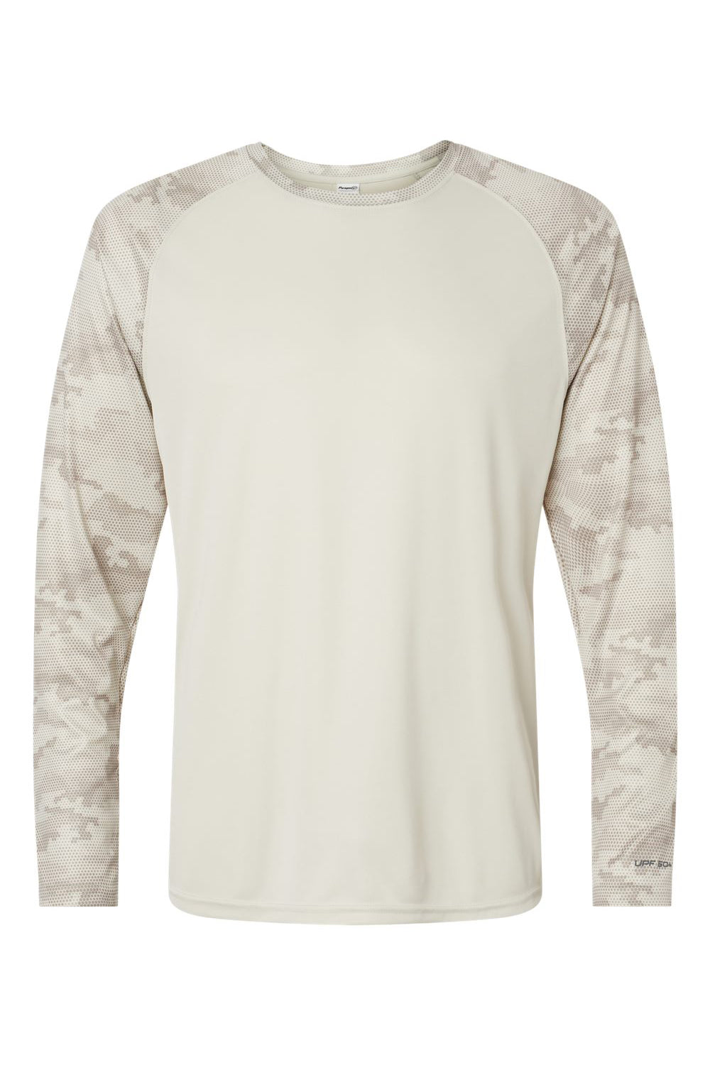 Paragon 216 Mens Cayman Performance Moisture Wicking Camo Colorblock Long Sleeve Crewneck T-Shirt Sand Flat Front