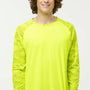 Paragon Mens Cayman Performance Moisture Wicking Camo Colorblock Long Sleeve Crewneck T-Shirt - Safety Green