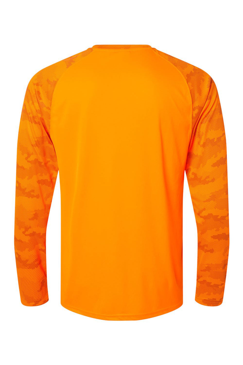 Paragon 216 Mens Cayman Performance Moisture Wicking Camo Colorblock Long Sleeve Crewneck T-Shirt Neon Orange Flat Back