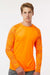 Paragon 216 Mens Cayman Performance Moisture Wicking Camo Colorblock Long Sleeve Crewneck T-Shirt Neon Orange Model Front
