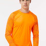 Paragon Mens Cayman Performance Moisture Wicking Camo Colorblock Long Sleeve Crewneck T-Shirt - Neon Orange
