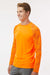 Paragon 216 Mens Cayman Performance Moisture Wicking Camo Colorblock Long Sleeve Crewneck T-Shirt Neon Orange Model Side
