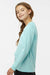 Paragon 218Y Youth Islander Performance Moisture Wicking Long Sleeve Crewneck T-Shirt Aqua Blue Model Side
