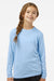 Paragon 218Y Youth Islander Performance Moisture Wicking Long Sleeve Crewneck T-Shirt Blue Mist Model Front