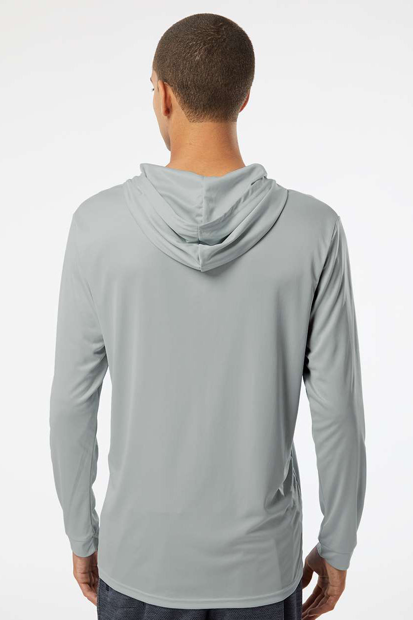 Paragon 220 Mens Bahama Performance Moisture Wicking Long Sleeve Hooded T-Shirt Hoodie Medium Grey Model Back