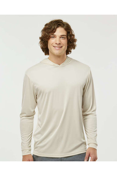 Paragon 220 Mens Bahama Performance Long Sleeve Hooded T-Shirt Hoodie Sand Model Front