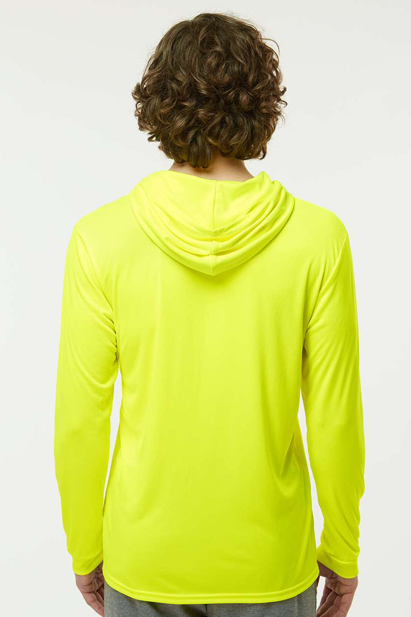 Paragon 220 Mens Bahama Performance Moisture Wicking Long Sleeve Hooded T-Shirt Hoodie Safety Green Model Back