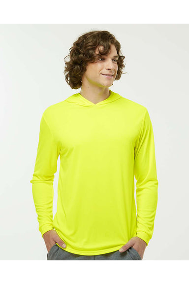 Paragon 220 Mens Bahama Performance Long Sleeve Hooded T-Shirt Hoodie Safety Green Model Front