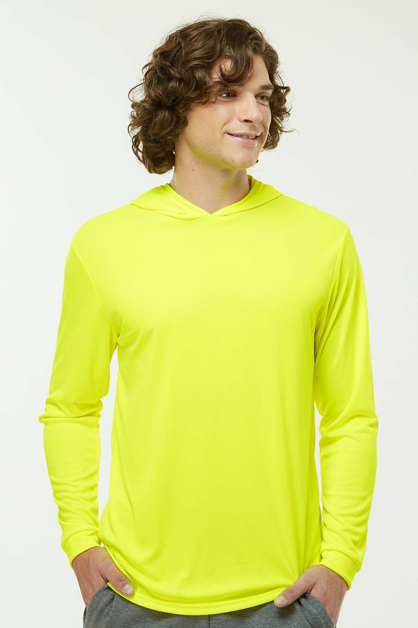 Paragon 220 Mens Bahama Performance Moisture Wicking Long Sleeve Hooded T-Shirt Hoodie Safety Green Model Front