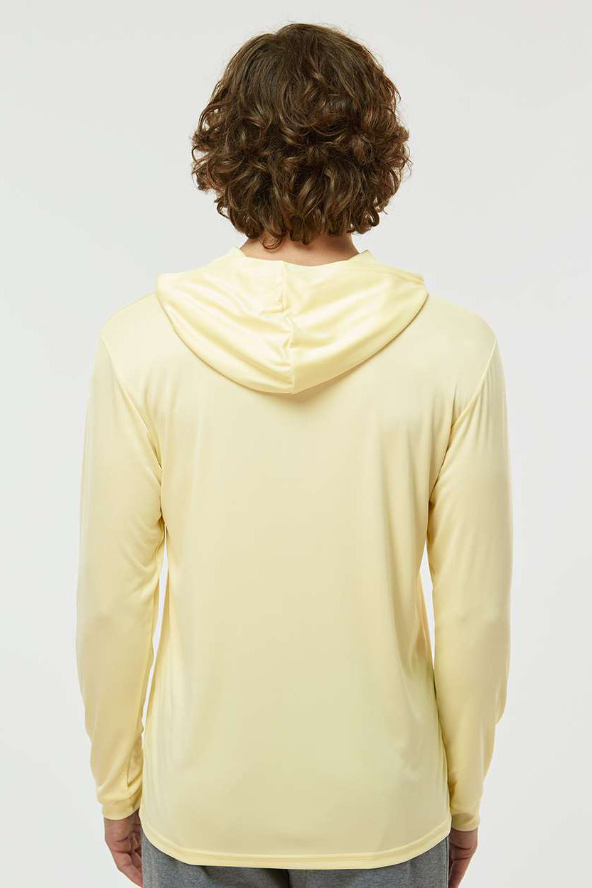 Paragon 220 Mens Bahama Performance Moisture Wicking Long Sleeve Hooded T-Shirt Hoodie Pale Yellow Model Back