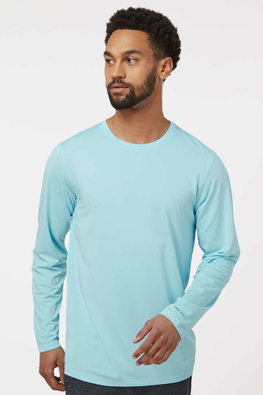 Paragon 222 Mens Aruba Extreme Performance Moisture Wicking Long Sleeve Crewneck T-Shirt Aqua Blue Model Front