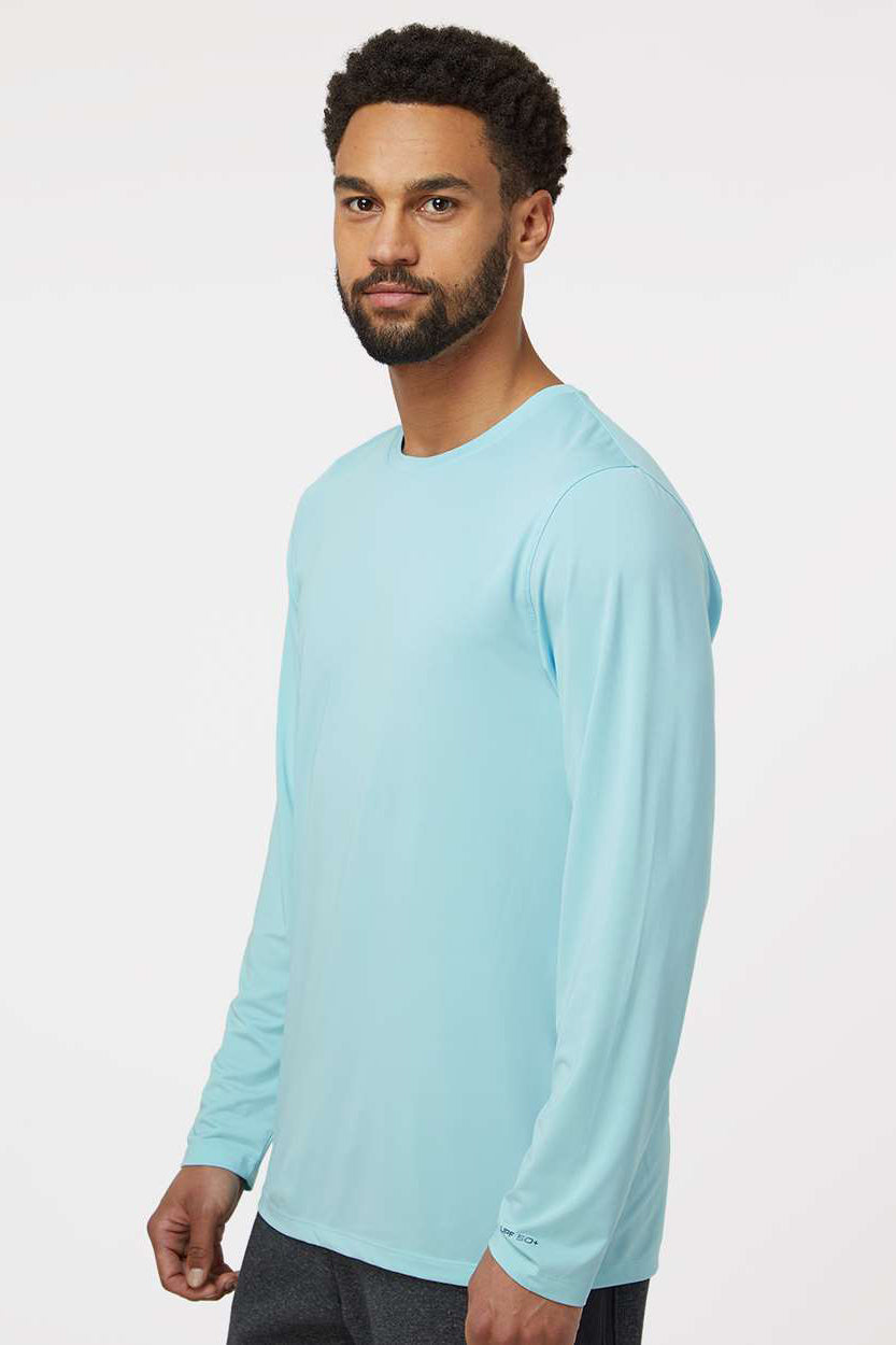 Paragon 222 Mens Aruba Extreme Performance Moisture Wicking Long Sleeve Crewneck T-Shirt Aqua Blue Model Side