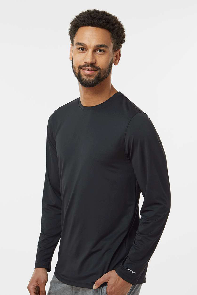Paragon 222 Mens Aruba Extreme Performance Moisture Wicking Long Sleeve Crewneck T-Shirt Black Model Side