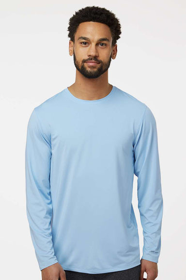 Paragon 222 Mens Aruba Extreme Performance Moisture Wicking Long Sleeve Crewneck T-Shirt Blue Mist Model Front