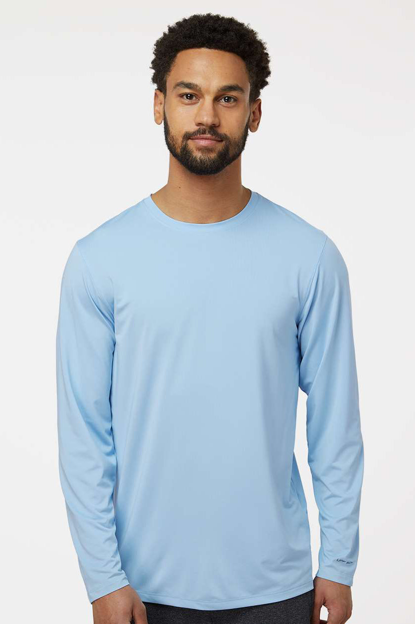 Paragon 222 Mens Aruba Extreme Performance Moisture Wicking Long Sleeve Crewneck T-Shirt Blue Mist Model Front
