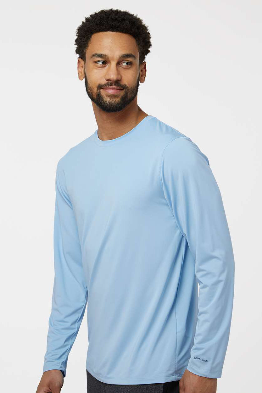 Paragon 222 Mens Aruba Extreme Performance Moisture Wicking Long Sleeve Crewneck T-Shirt Blue Mist Model Side