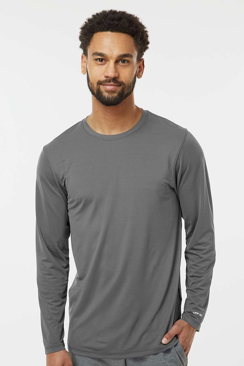 Paragon 222 Mens Aruba Extreme Performance Moisture Wicking Long Sleeve Crewneck T-Shirt Medium Grey Model Front