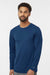 Paragon 222 Mens Aruba Extreme Performance Moisture Wicking Long Sleeve Crewneck T-Shirt Navy Blue Model Front