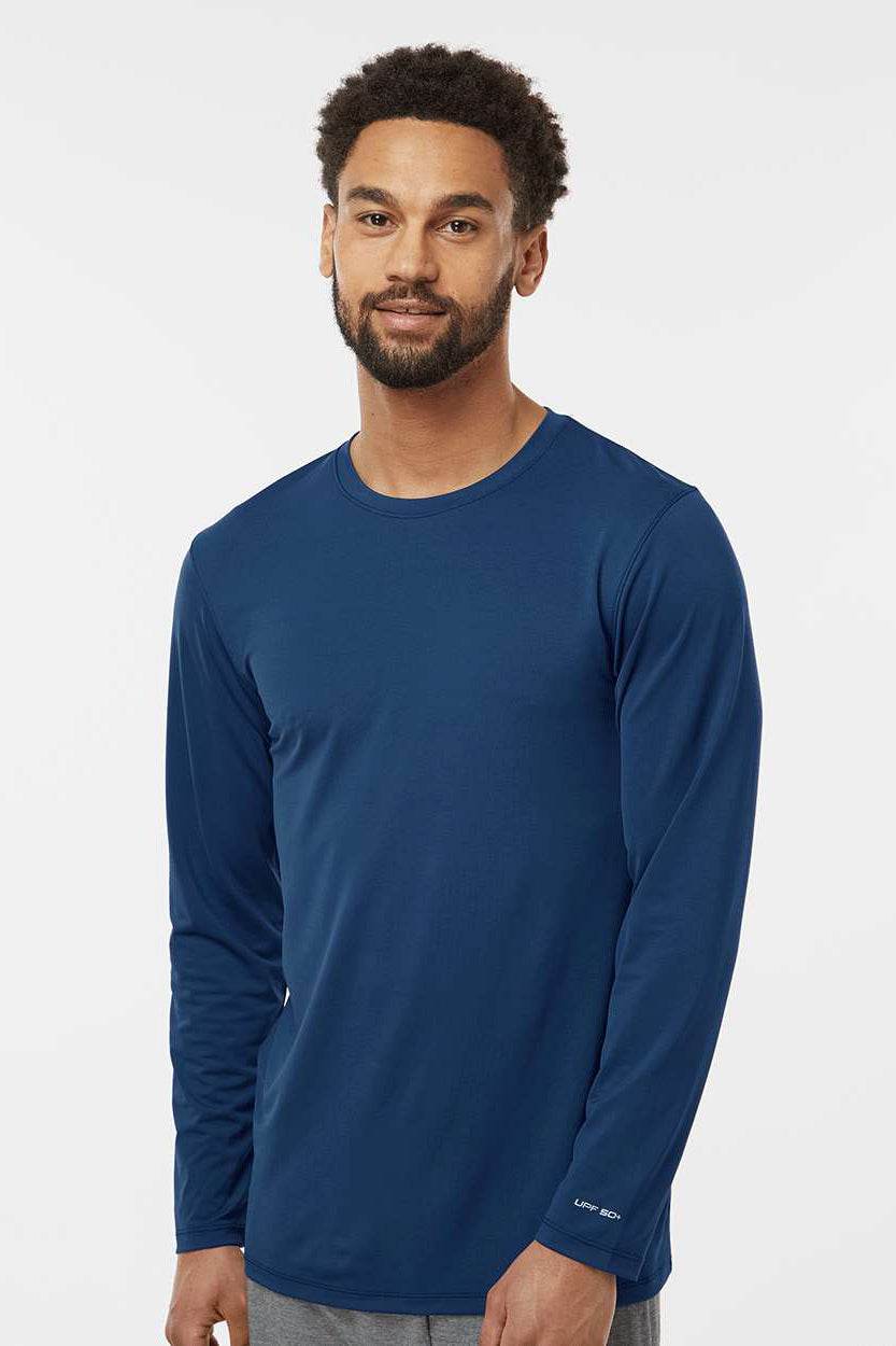 Paragon 222 Mens Aruba Extreme Performance Moisture Wicking Long Sleeve Crewneck T-Shirt Navy Blue Model Front