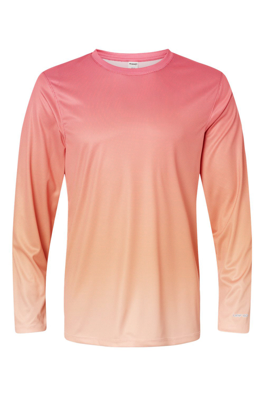 Paragon 225 Mens Barbados Performance Moisture Wicking Pin Dot Long Sleeve Crewneck T-Shirt Red/Light Orange Flat Front