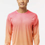 Paragon Mens Barbados Performance Moisture Wicking Pin Dot Long Sleeve Crewneck T-Shirt - Red/Light Orange