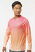 Paragon 225 Mens Barbados Performance Moisture Wicking Pin Dot Long Sleeve Crewneck T-Shirt Red/Light Orange Model Side