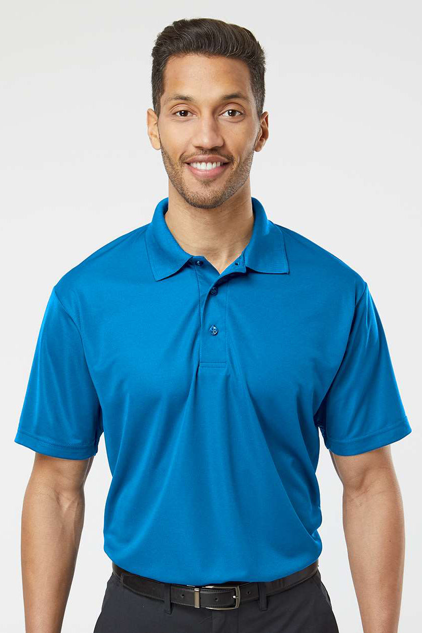 Paragon 500 Mens Sebring Performance Moisture Wicking Short Sleeve Polo Shirt Turquoise Blue Model Front