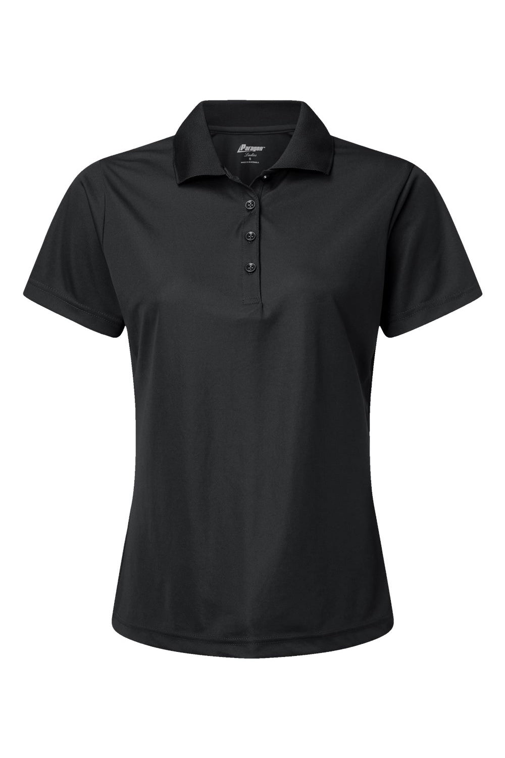 Paragon 504 Womens Sebring Performance Moisture Wicking Short Sleeve Polo Shirt Black Flat Front