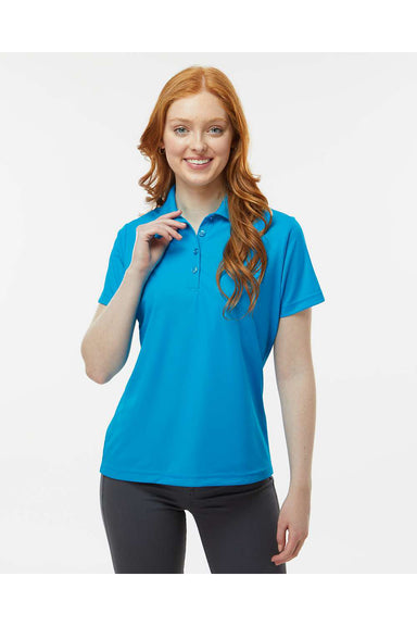 Paragon 504 Womens Sebring Performance Short Sleeve Polo Shirt Turquoise Blue Model Front