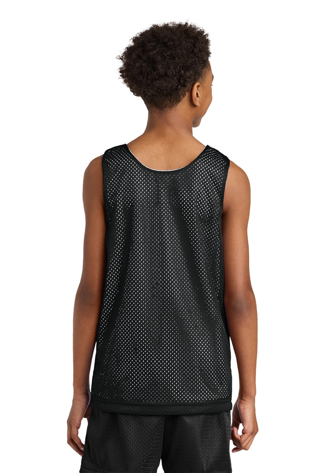 A4 A4N2206 Youth Reversible Moisture Wicking Mesh Tank Top Black/White Model Back