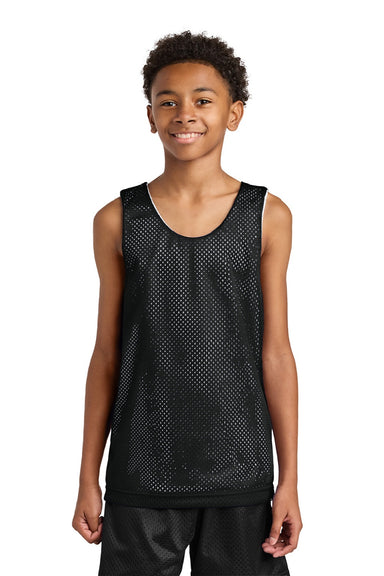 A4 A4N2206 Youth Reversible Moisture Wicking Mesh Tank Top Black/White Model Front