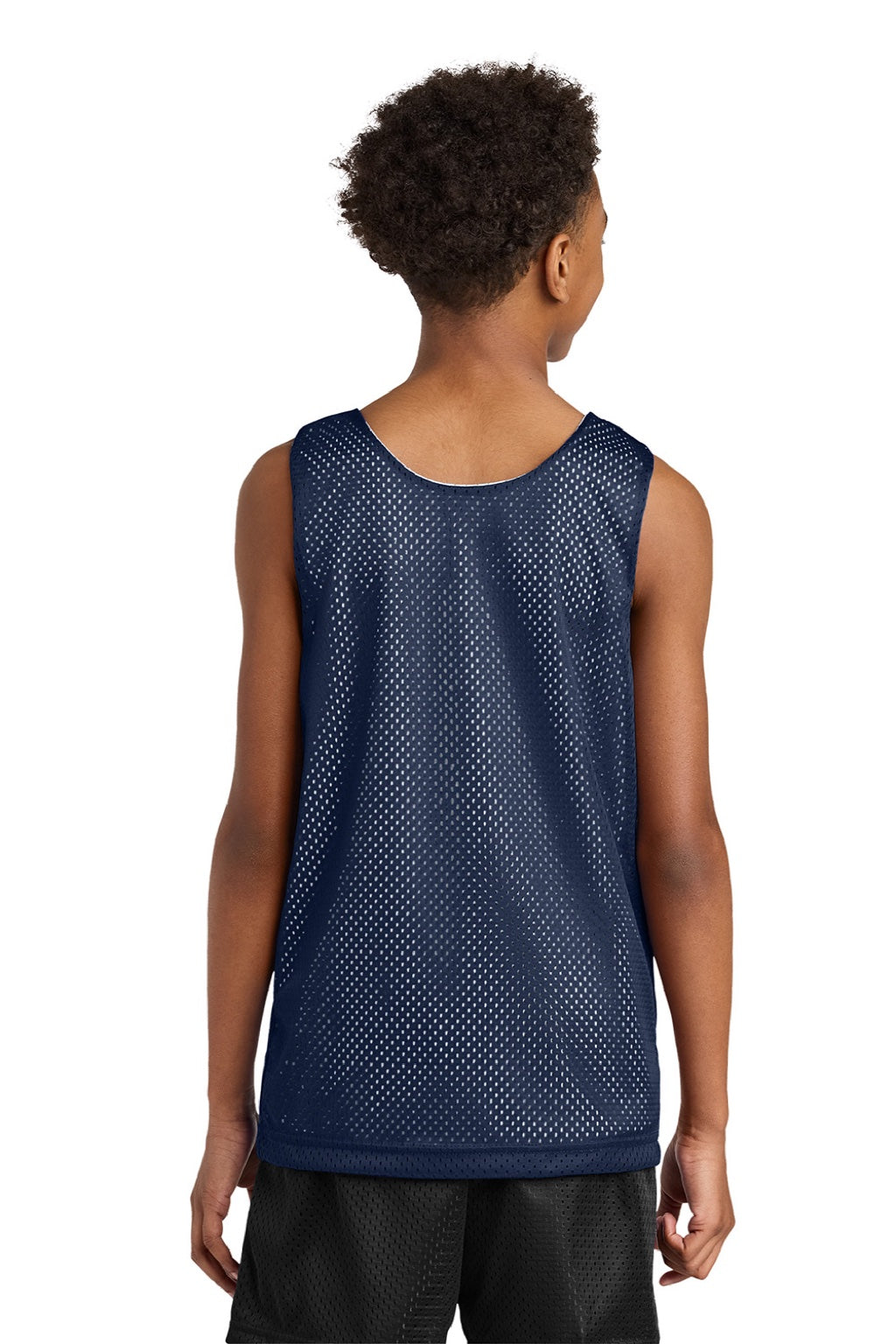 A4 A4N2206 Youth Reversible Moisture Wicking Mesh Tank Top Navy Blue/White Model Back