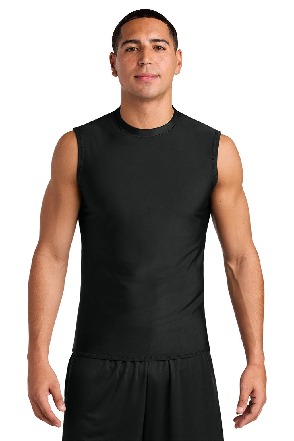 A4 A4N2306 Mens Compression Muscle Tank Top Black Model Front