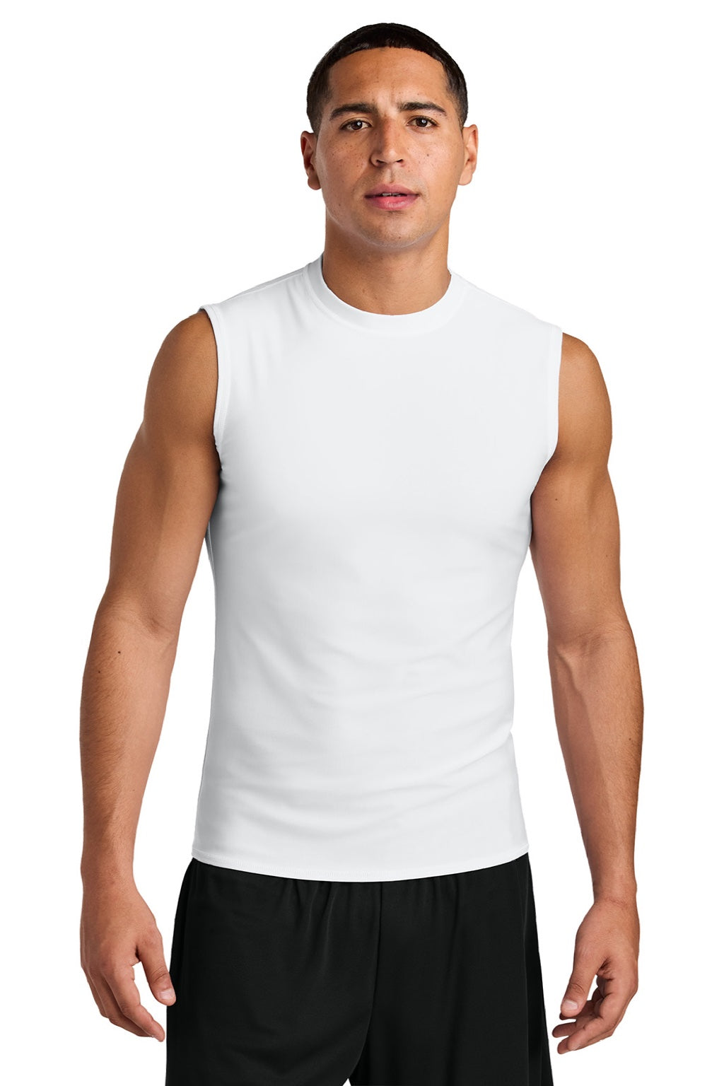 A4 A4N2306 Mens Compression Muscle Tank Top White Model Front
