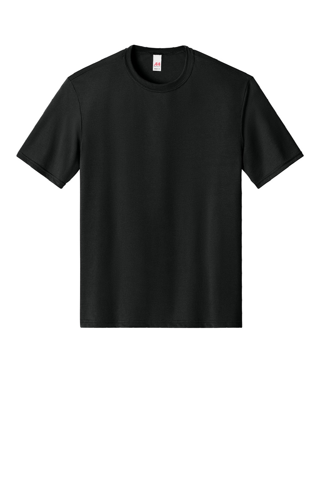 A4 A4N3013 Mens Softek Short Sleeve Crewneck T-Shirt Black Flat Front
