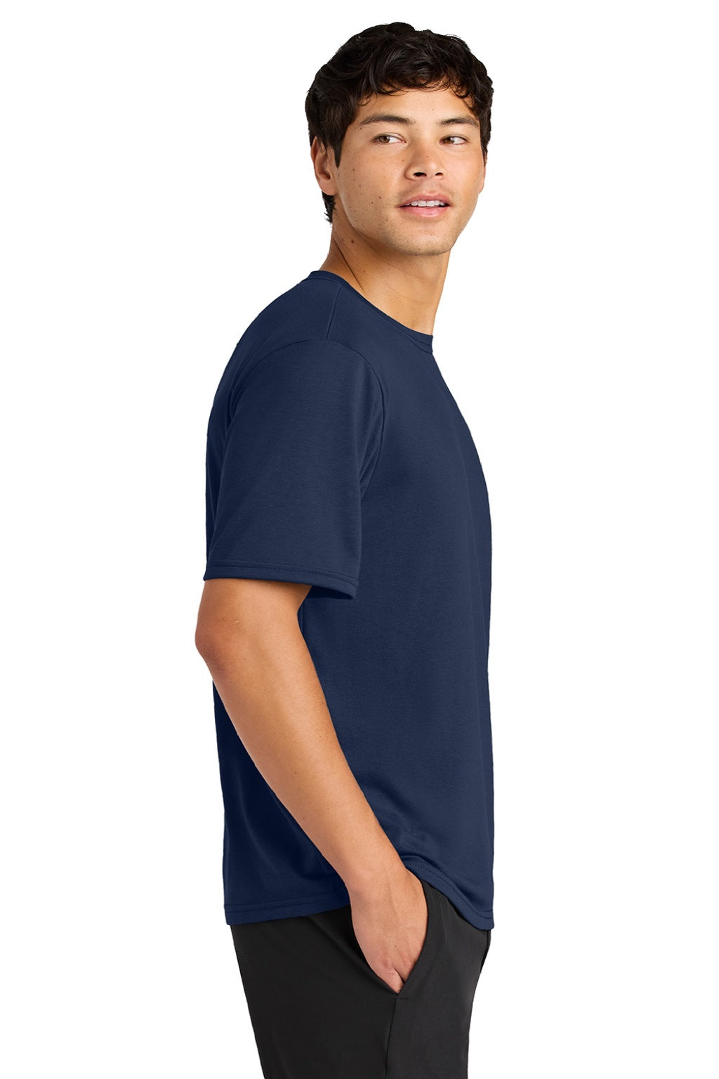 A4 A4N3013 Mens Softek Short Sleeve Crewneck T-Shirt Navy Blue Model Side