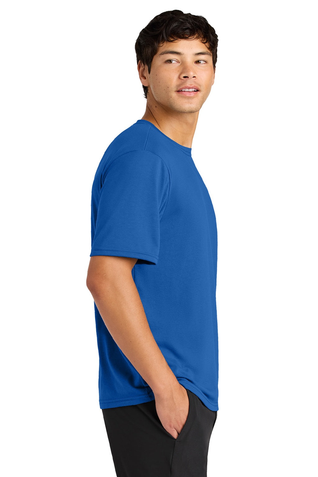 A4 A4N3013 Mens Softek Short Sleeve Crewneck T-Shirt Royal Blue Model Side