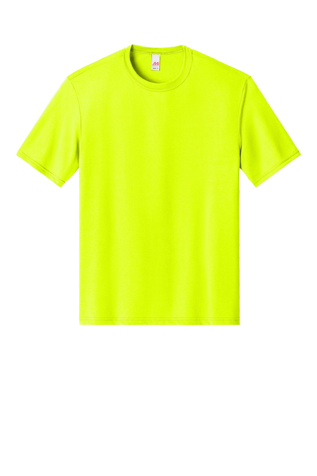 A4 A4N3013 Mens Softek Short Sleeve Crewneck T-Shirt Safety Yellow Flat Front