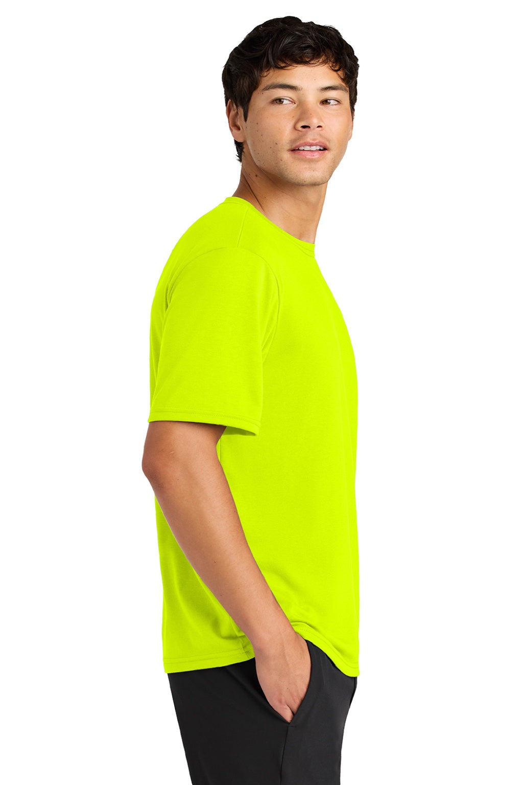 A4 A4N3013 Mens Softek Short Sleeve Crewneck T-Shirt Safety Yellow Model Side