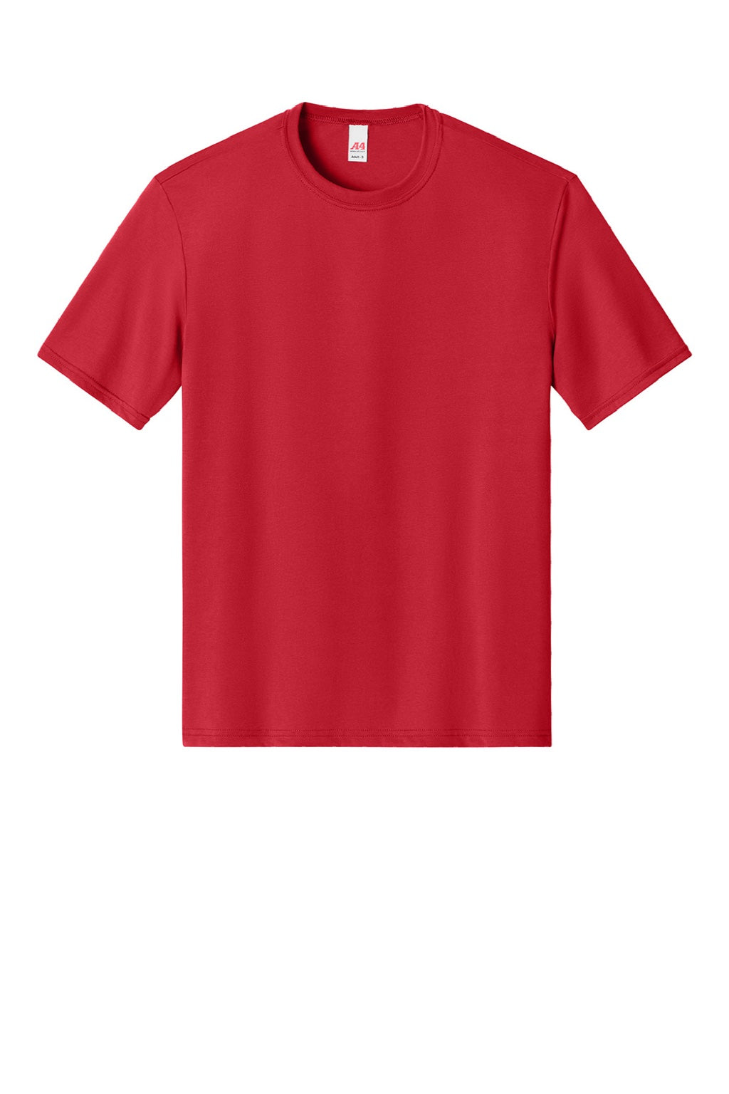 A4 A4N3013 Mens Softek Short Sleeve Crewneck T-Shirt Scarlet Red Flat Front