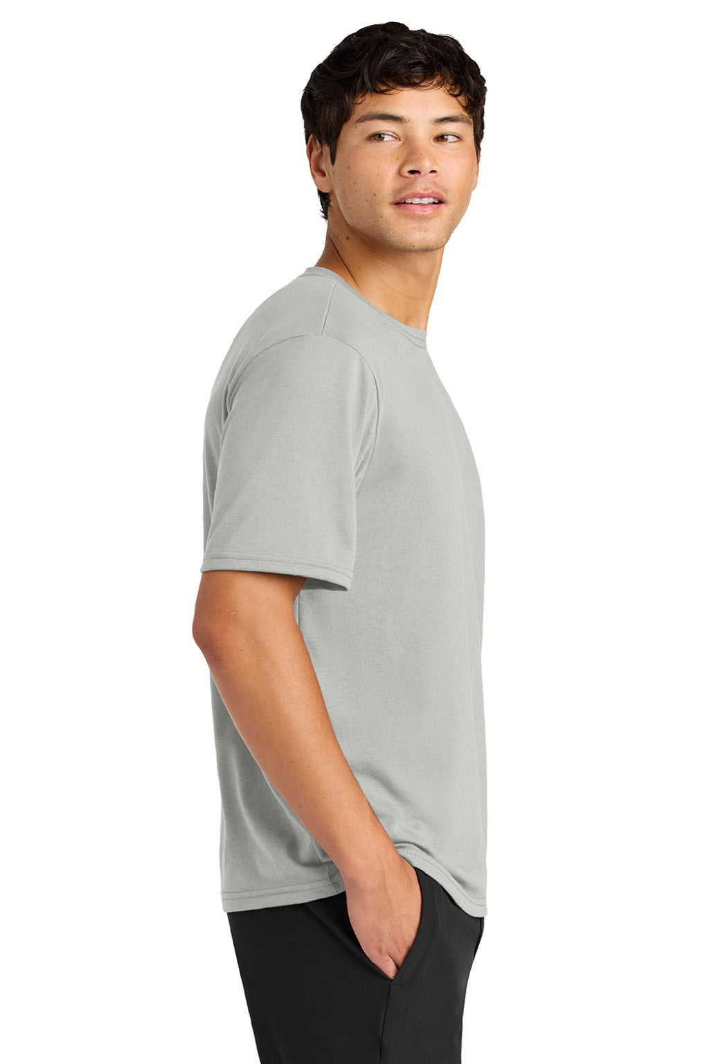 A4 A4N3013 Mens Softek Short Sleeve Crewneck T-Shirt Silver Grey Model Side