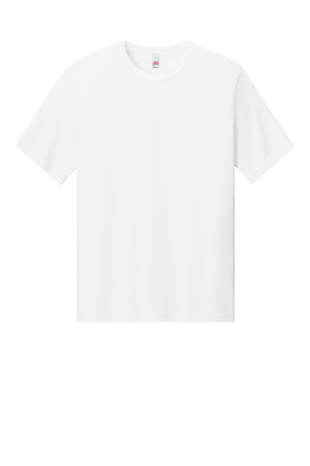 A4 A4N3013 Mens Softek Short Sleeve Crewneck T-Shirt White Flat Front