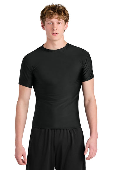 A4 A4N3130 Mens Compression Short Sleeve Crewneck T-Shirt Black Model Front