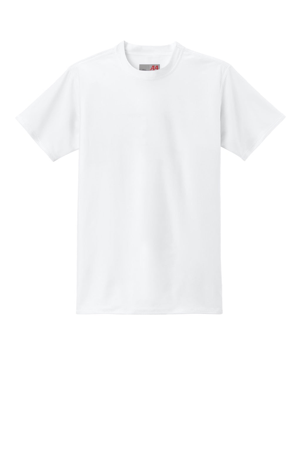 A4 A4N3130 Mens Compression Short Sleeve Crewneck T-Shirt White Flat Front